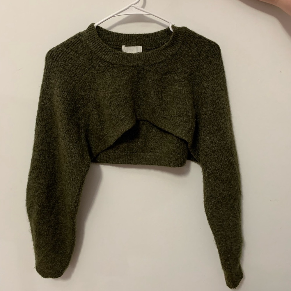 Olive Green Crop Sweater